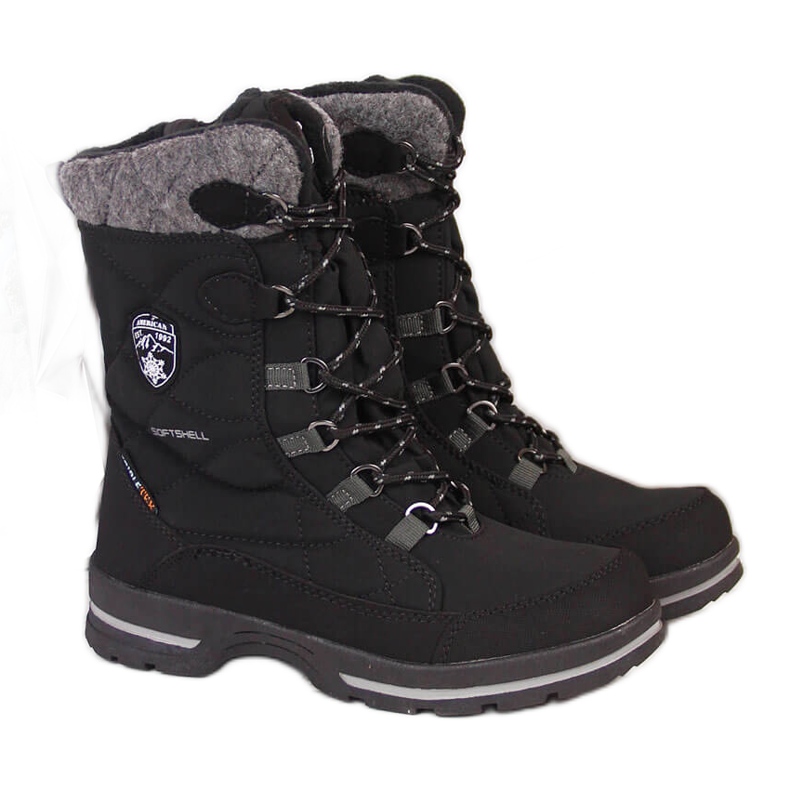 American Club black waterproof children's snow boots