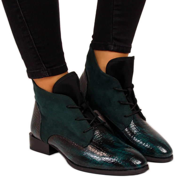 Women's boots insulated eco-snakeskin green Jezzi