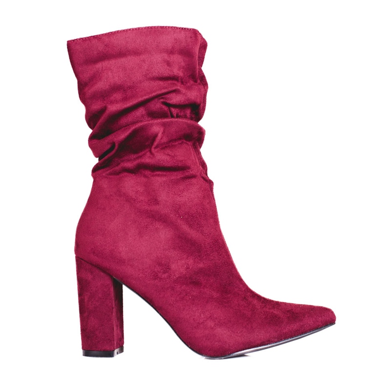 Maroon women's boots on a post with a ruffled Shelovet upper claret