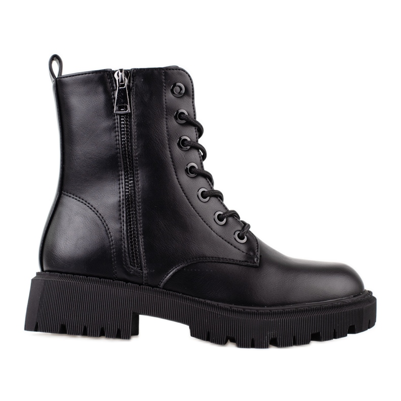 Black Shelovet lace-up boots for women