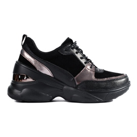 Women's black leather sneakers Shelovet