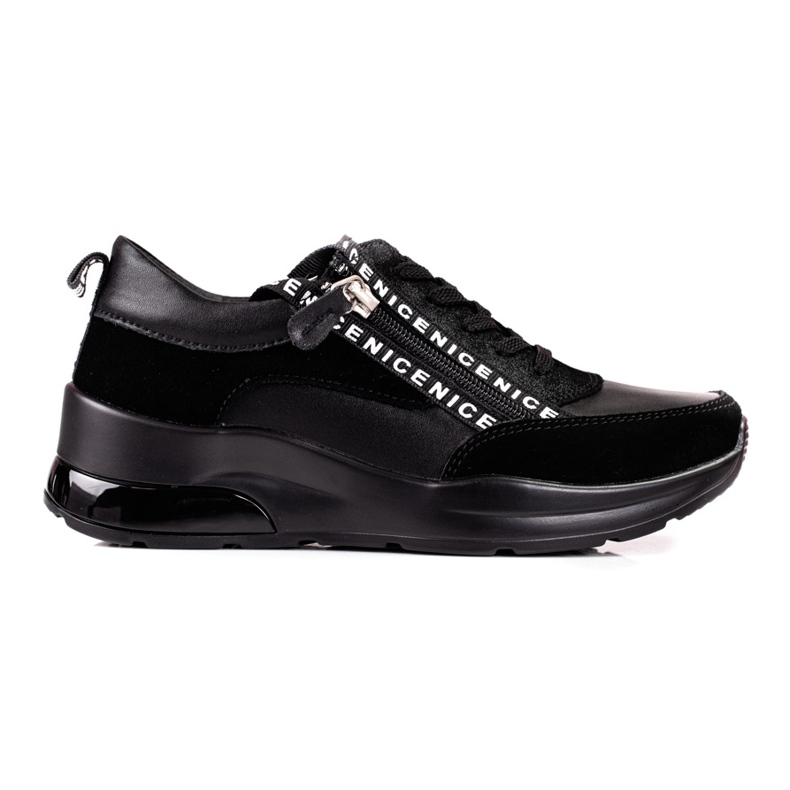 Women's leather sneakers with a Shelovet zipper black