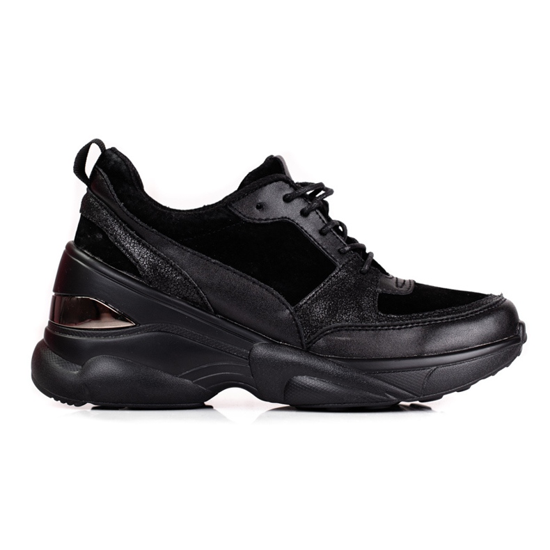 Women's black leather sneakers Shelovet