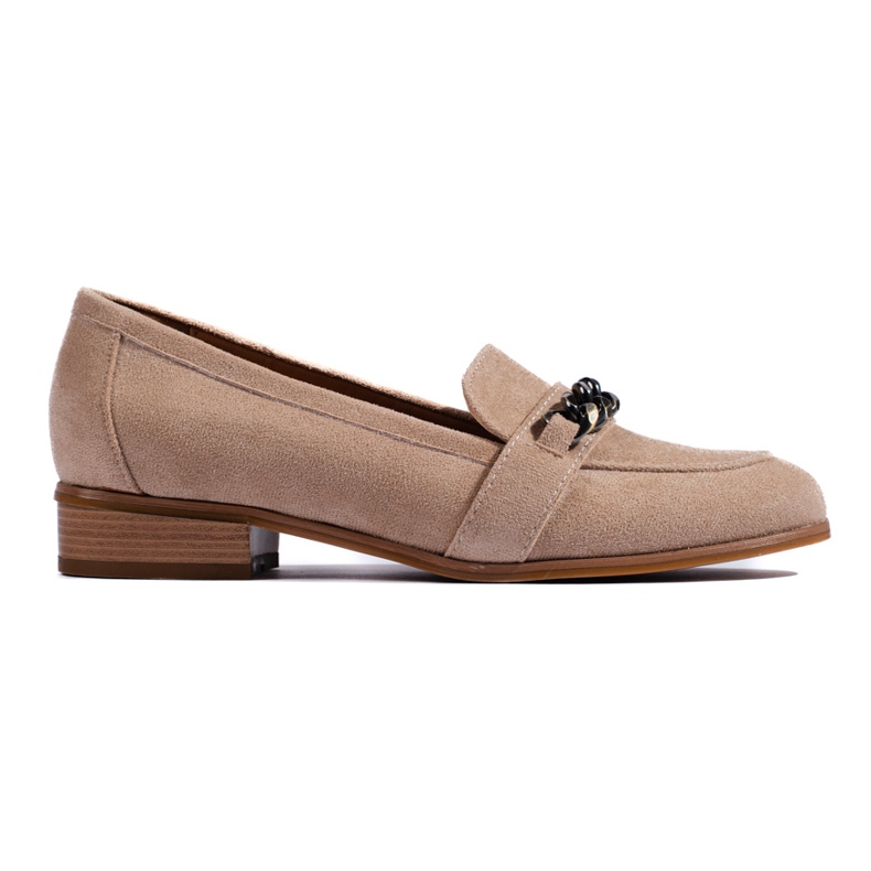 Classic women's moccasins made of ecological Vinceza suede beige