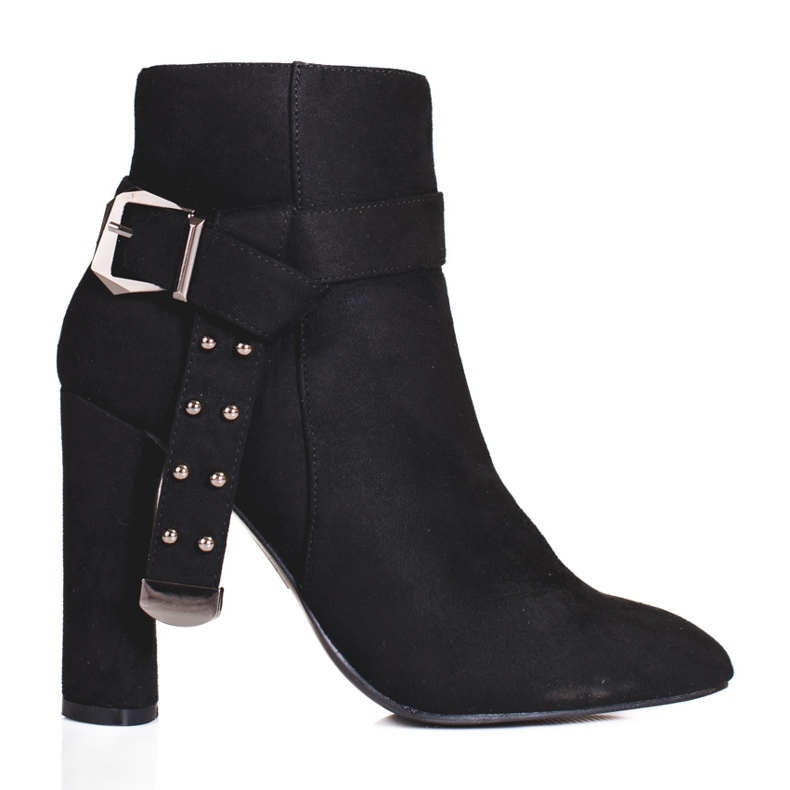Women's boots on the post made of ecological Shelovet suede black