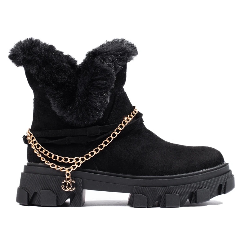 Women's suede ankle boots on the platform black Women's suede ankle boots on the platform black
