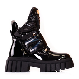 Women's lacquered boots on the Shelovet platform black