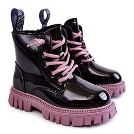 PA1 Lacquered Black and Violet Heidi Warm Boots