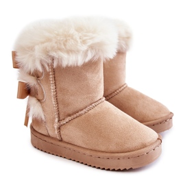 Children's Warm Boots With Bows Light Beige Funky Snow Boots Children's Warm Boots With Bows Light Beige Funky Snow Boots