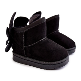 Girls' Black Meriva Warm Snow Boots With Bows