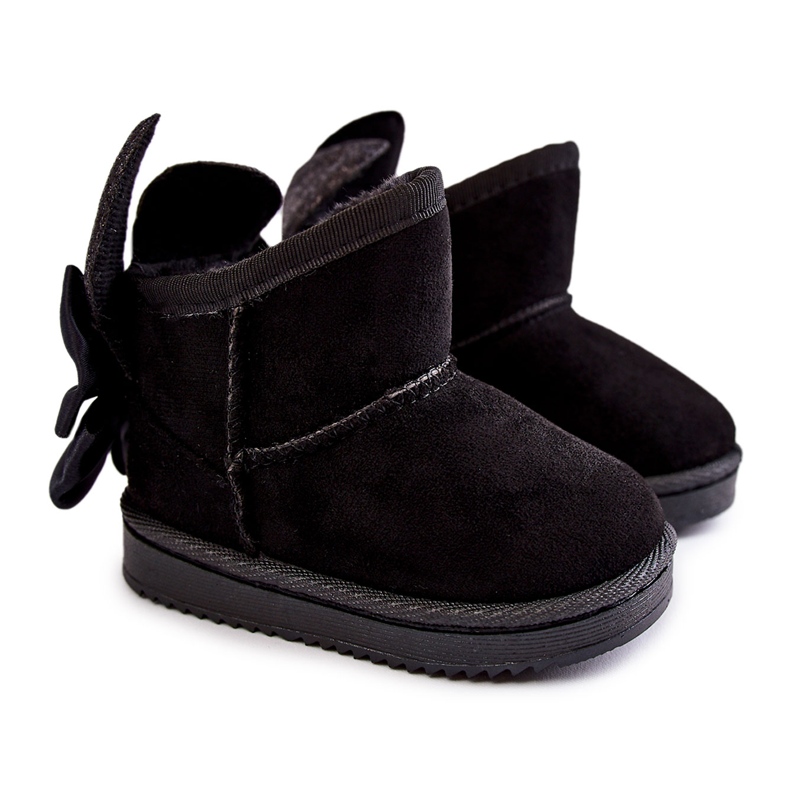 Girls' Black Meriva Warm Snow Boots With Bows