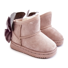 Girls' Warm Snow Boots With Gray Meriva Bows beige Girls' Warm Snow Boots With Gray Meriva Bows beige