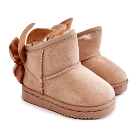 Girls' Beige Meriva Warm Snow Boots With Bows