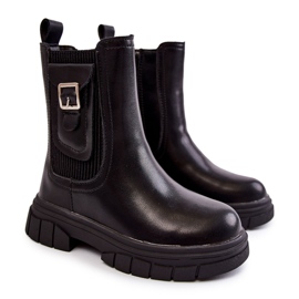 Girls' High Leather Boots Black Shelby