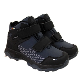 Boys' snow boots, waterproof with velcro, navy blue American Club