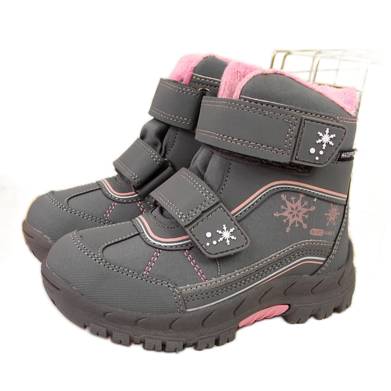 Snow boots girls' gray American Club velcro grey Snow boots girls' gray American Club velcro grey