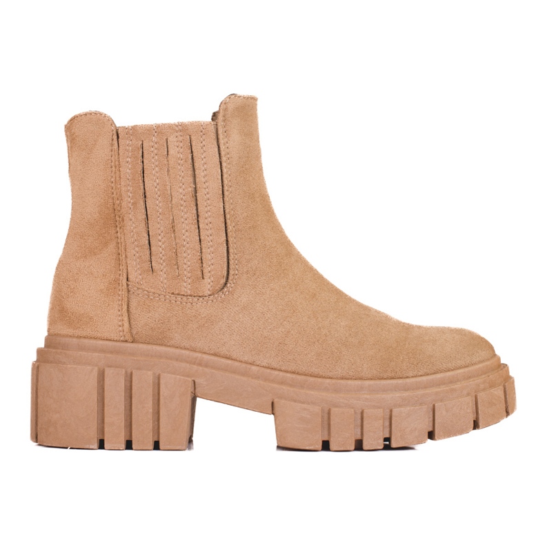 Beige suede women's Shelovet Chelsea boots brown