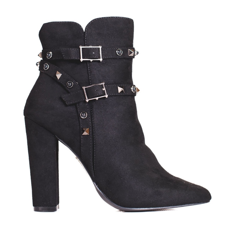Women's black high-heeled boots with Shelovet embellishments Women's black high-heeled boots with Shelovet embellishments