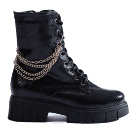SHELOVET Black boots with chains from Sokolski