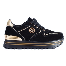 Women's black sneakers on the platform