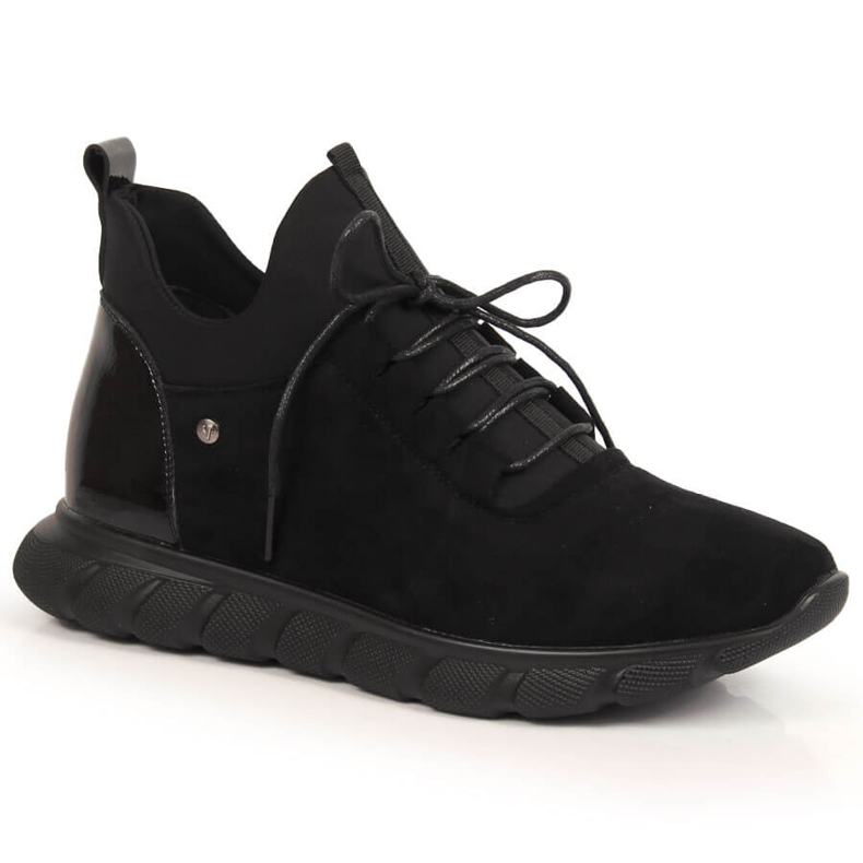 Women's black suede slip-on boots from Vinceza