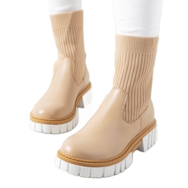 Beige boots with a sock upper Amelie