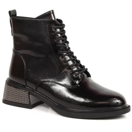 Patent insulated boots with decorative insulated heels Filippo W PAW384 black