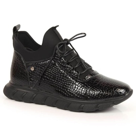 Vinceza W JAN161A lacquered slip-on boots black Vinceza W JAN161A lacquered slip-on boots black