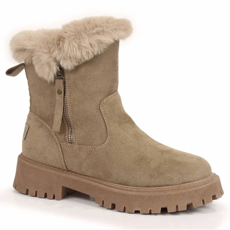 Vinceza W JAN164B suede suede boots with fur beige