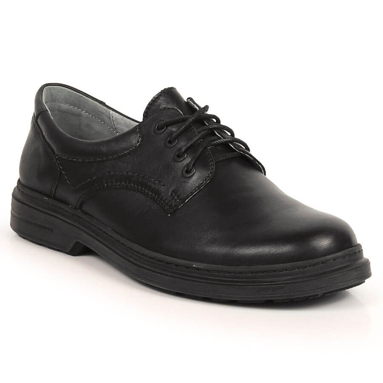 Comfortable black leather lace-up shoes for men Helios