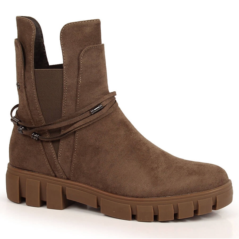 Brown Vinceza slip-on boots with removable ornament