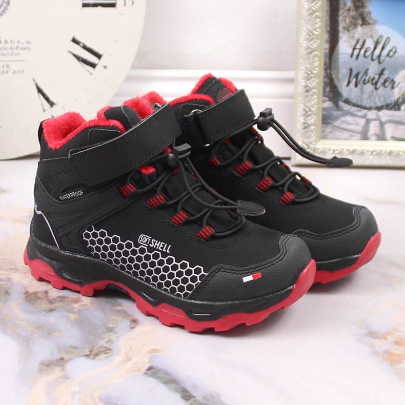 Children's waterproof snow boots with Velcro American Club AM904B black Children's waterproof snow boots with Velcro American Club AM904B black