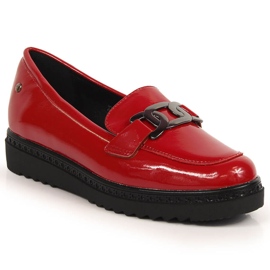 Lacquered women's loafers on the red Vinceza platform Lacquered women's loafers on the red Vinceza platform