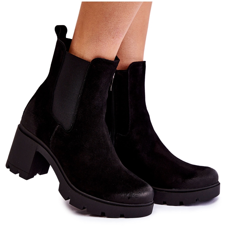 Women's Suede Boots On The Black Martine Platform