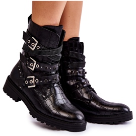 Women's Warm Boots With Strips Snake Black Lambert