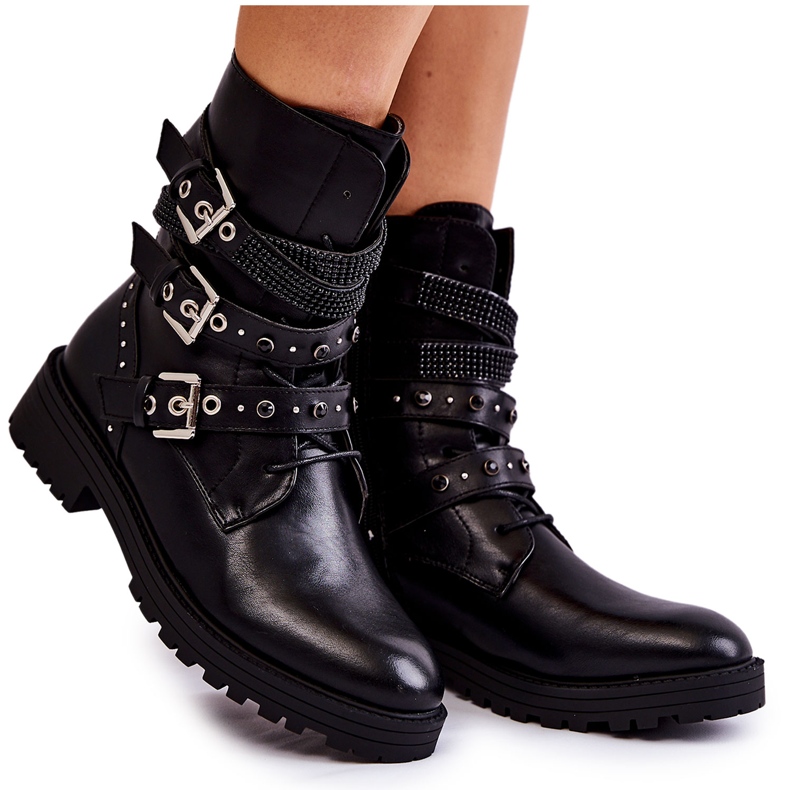 PG1 Women's Warm Boots With Strips Plain Black Lambert