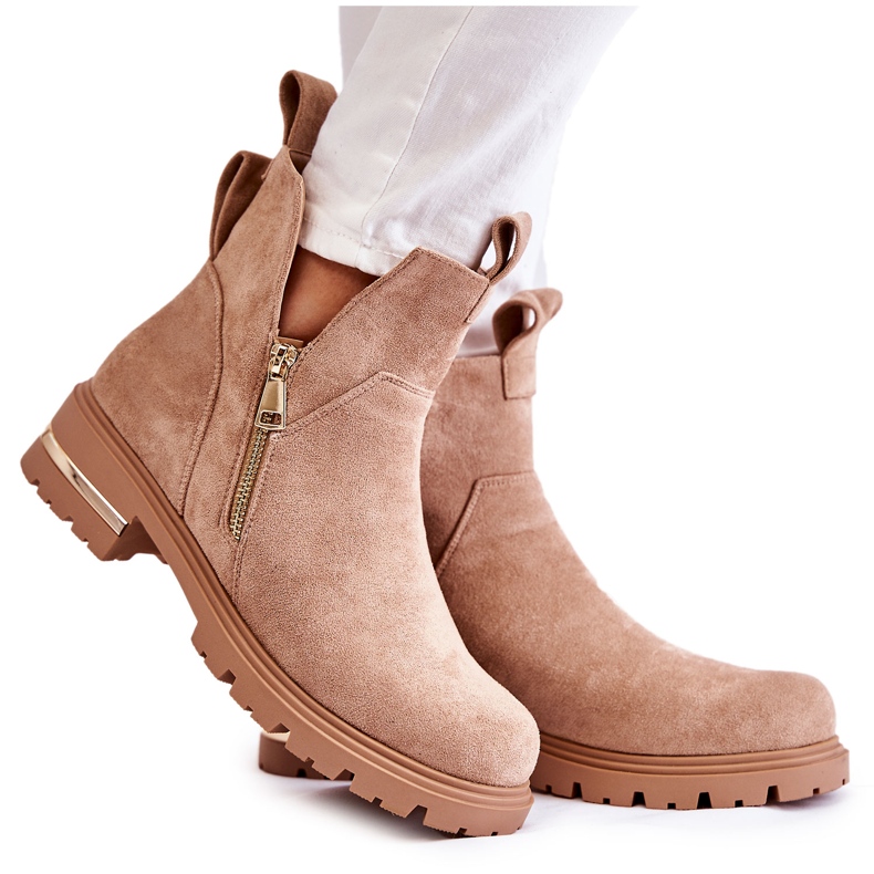 PG1 Suede boots with cutouts Beige Klarissa