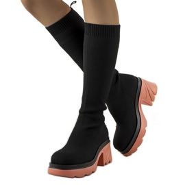 Producent Niezdefiniowany Black boots on pink Natale soles