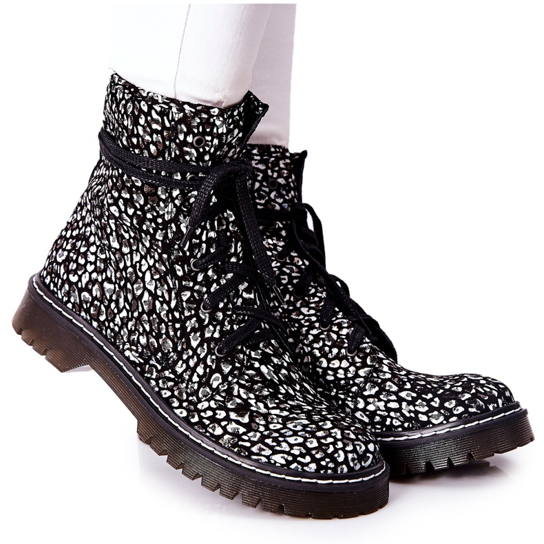 Women's boots Glany Workers Maciejka Black-White 01609-48 Women's boots Glany Workers Maciejka Black-White 01609-48