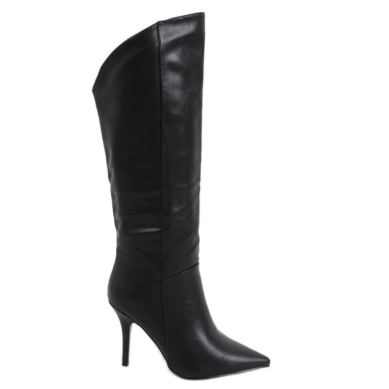 BM Celestine Black grained stiletto boots