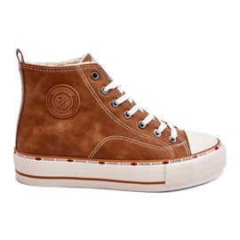 Women's High Sneakers Cross Jeans KK2R4043C Camel brown