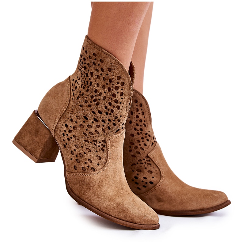 Openwork boots Lewski Shoes 3166 Beige