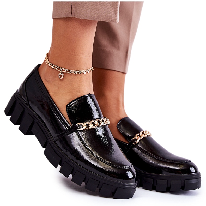 Sergio Leone Lacquered Shoes With Chain Black Anne