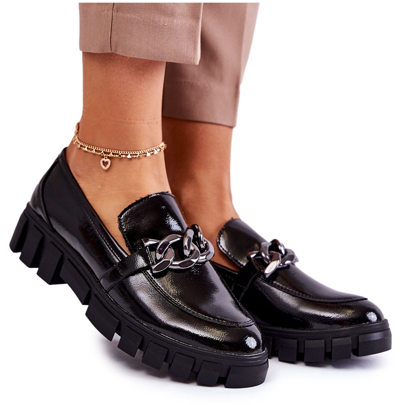 Sergio Leone Lacquered Loafers On The Black Inger Platform