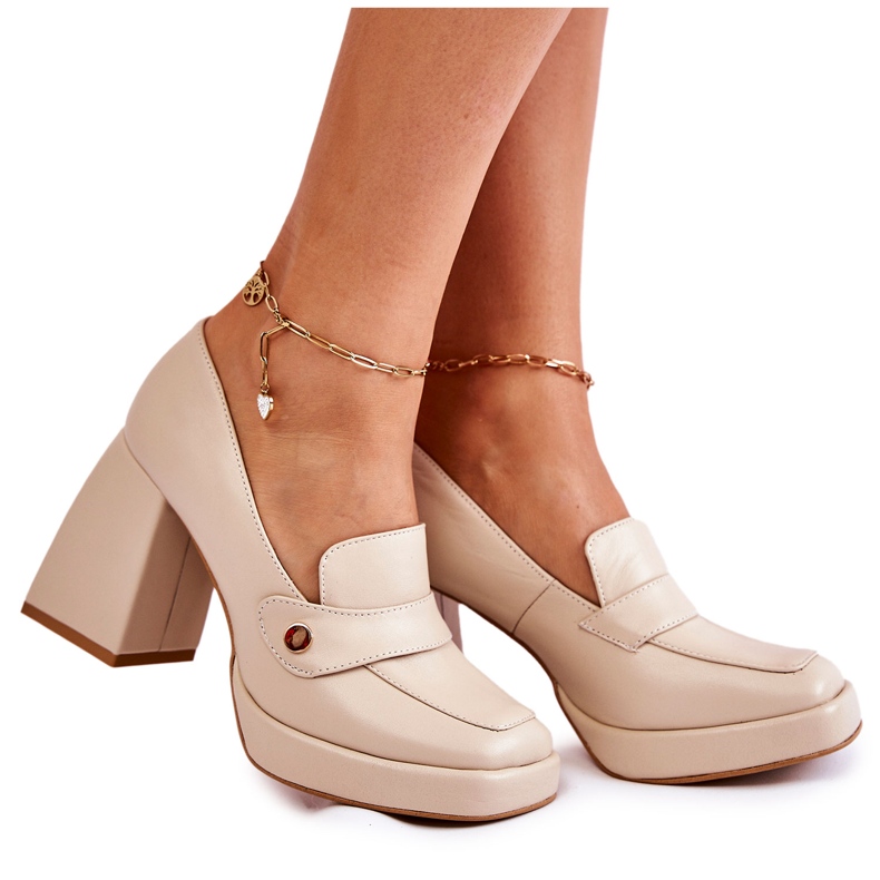 Leather Pumps Lewski Shoes 3195/2 Beige