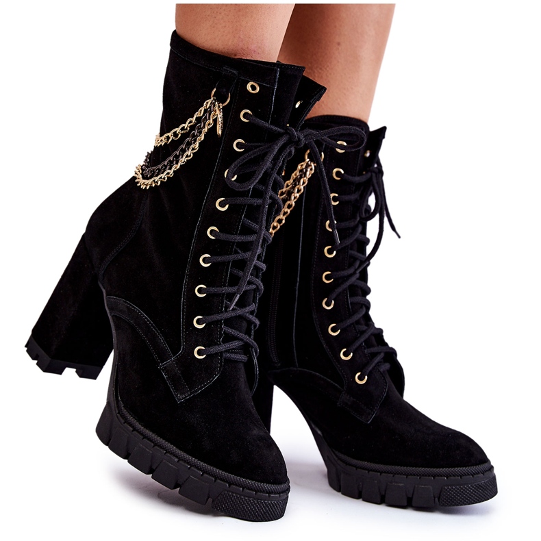Suede lace-up boots Lewski Shoes 3244 / G Black