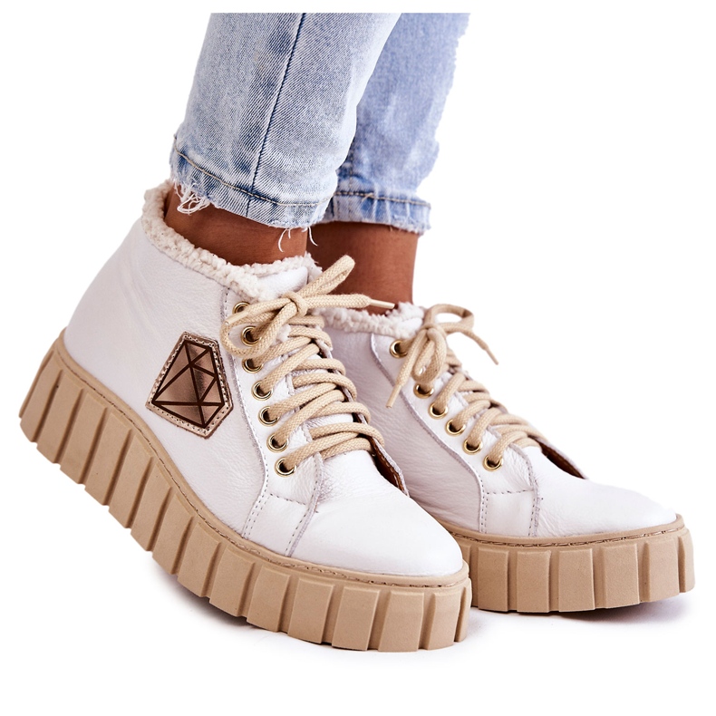 Leather Sport Shoes Tied White Lewski Shoes 3252 / N Leather Sport Shoes Tied White Lewski Shoes 3252 / N