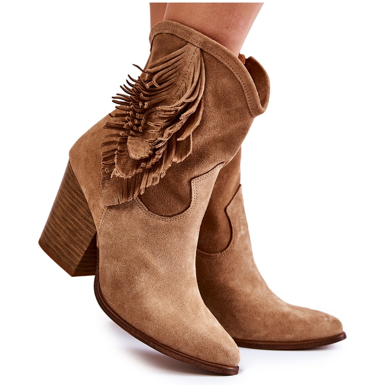 Women's Suede Booties Lewski Shoes 2808 / L Beige Women's Suede Booties Lewski Shoes 2808 / L Beige