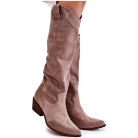 Women's High Heel Boots Lewski Shoes 3235 Cappucino beige