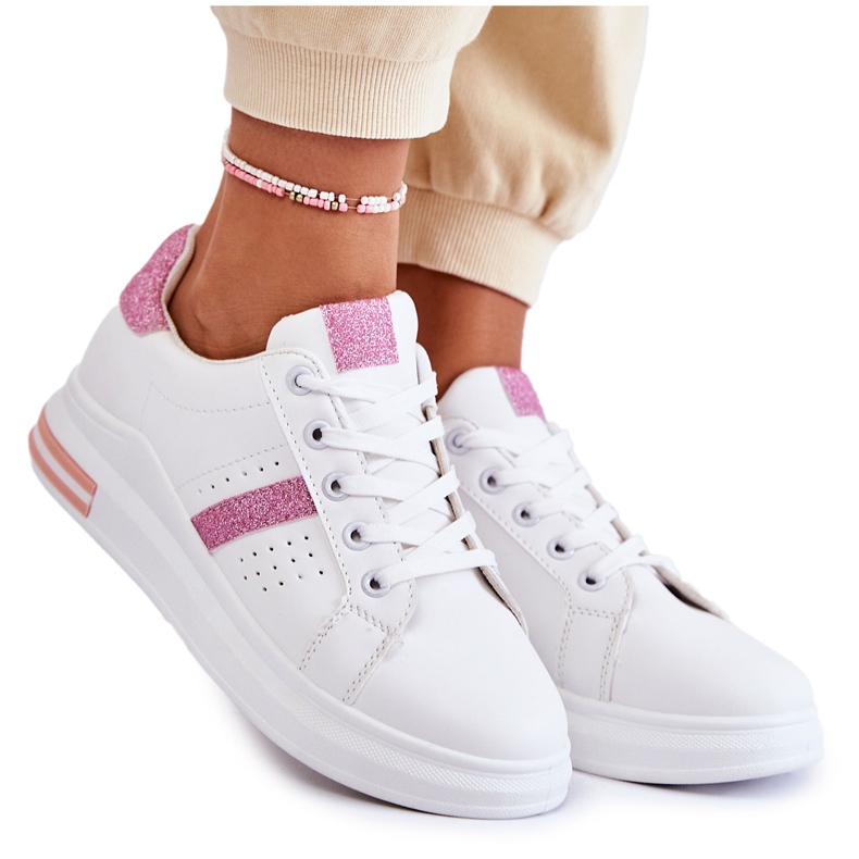 FK2 Women's Sport Shoes Tied White and Pink Otylia